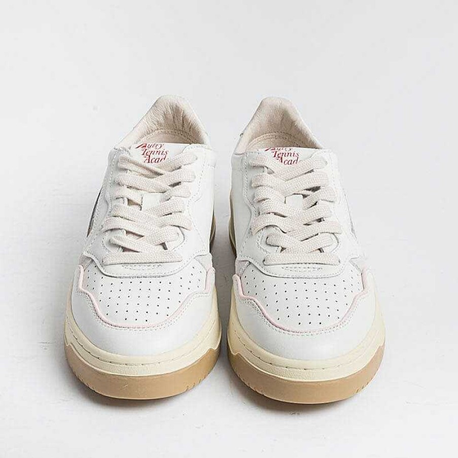 Online AUTRY - Collezione donna Autry Ce19- Sneakers Low Wom Leat/Suede - Bianco Piping Rosa