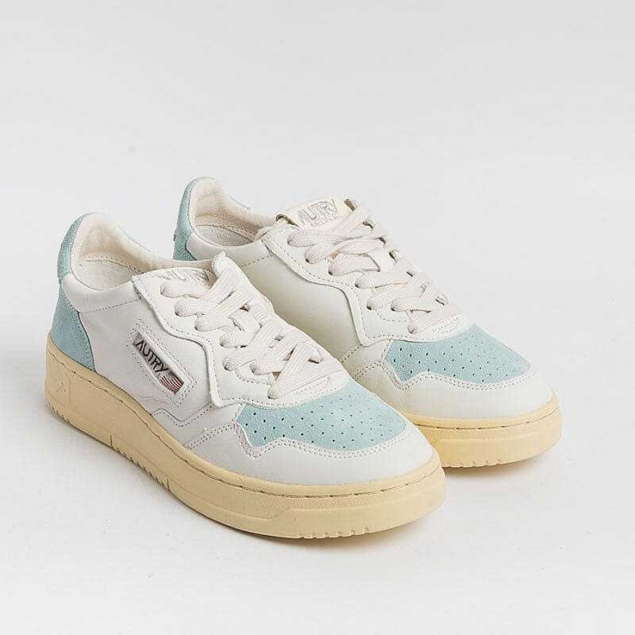 Wholesale AUTRY - Collezione donna Autry - Aulw Sl02 - Sneakers Low Wom Suede Leat - Bianco Turchese