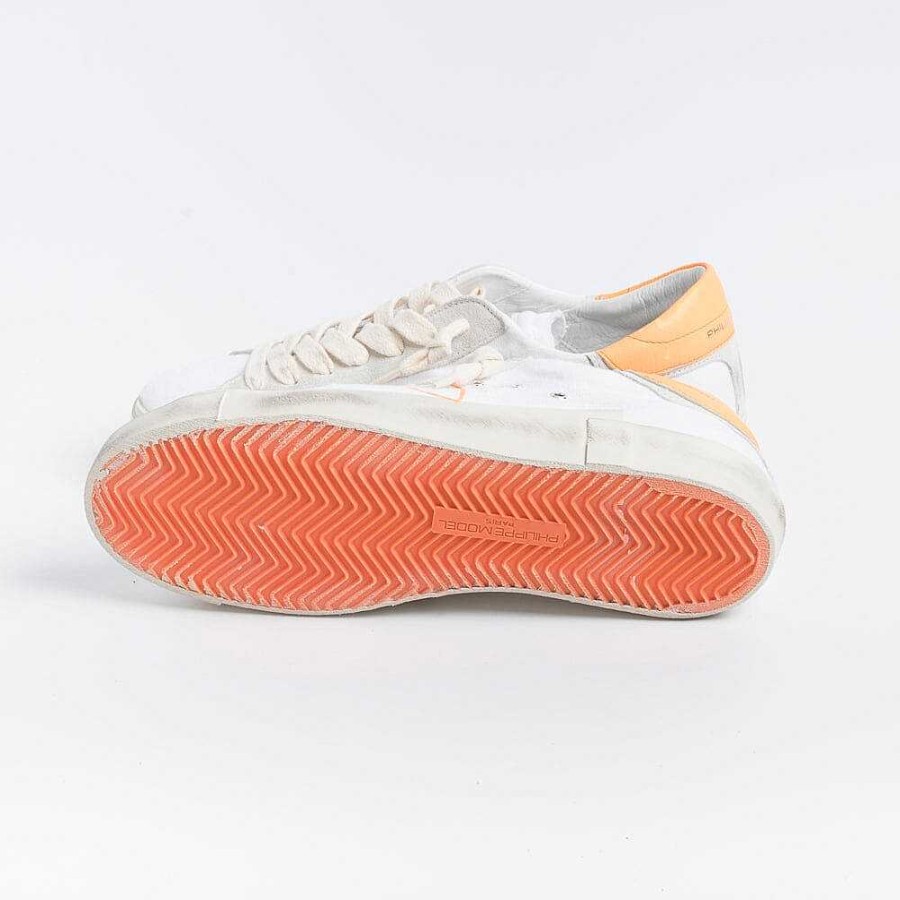 New Philippe Model Paris Philippe Model - Sneakers Prlu Dc15 - Parisx - Canvas Bianco Arancione