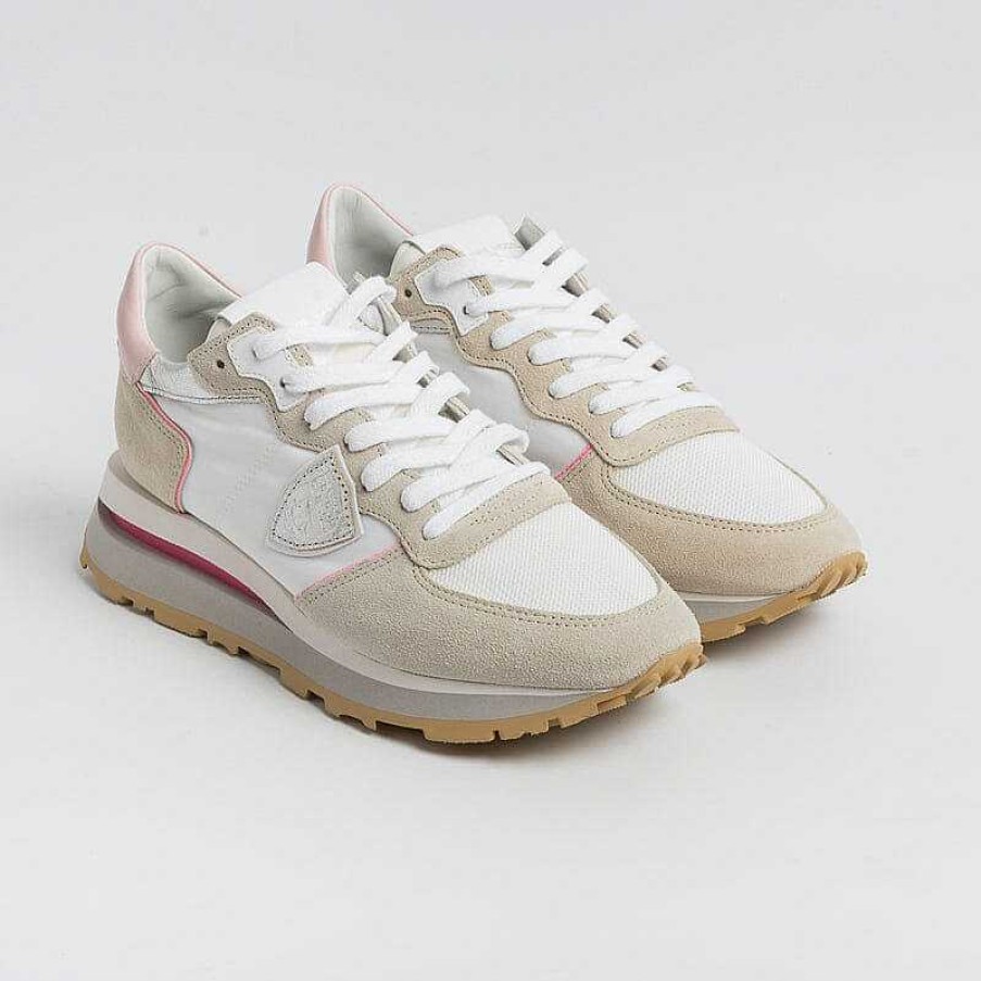 Clearance Philippe Model Paris Philippe Model -Sneakers Tkld Wp02 - Tropez Haute - Blanc Rose