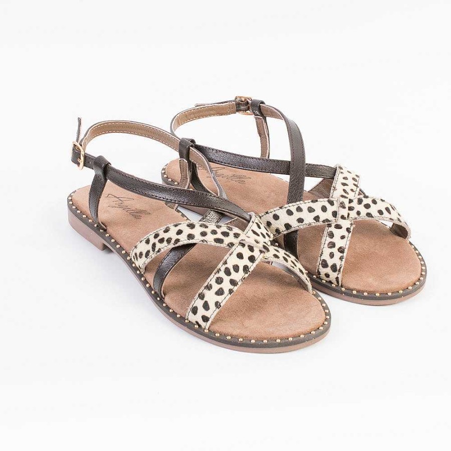 Online ARGILLA - Collezione Donna Argilla - Sandali Bassi - 9172 - Dalmatian Brown