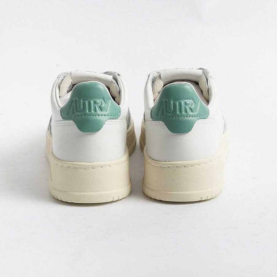 Clearance AUTRY - Collezione donna Autry - Aulw Ll56 - Sneakers Low Wom All Leat - Bianco Verde Malachite